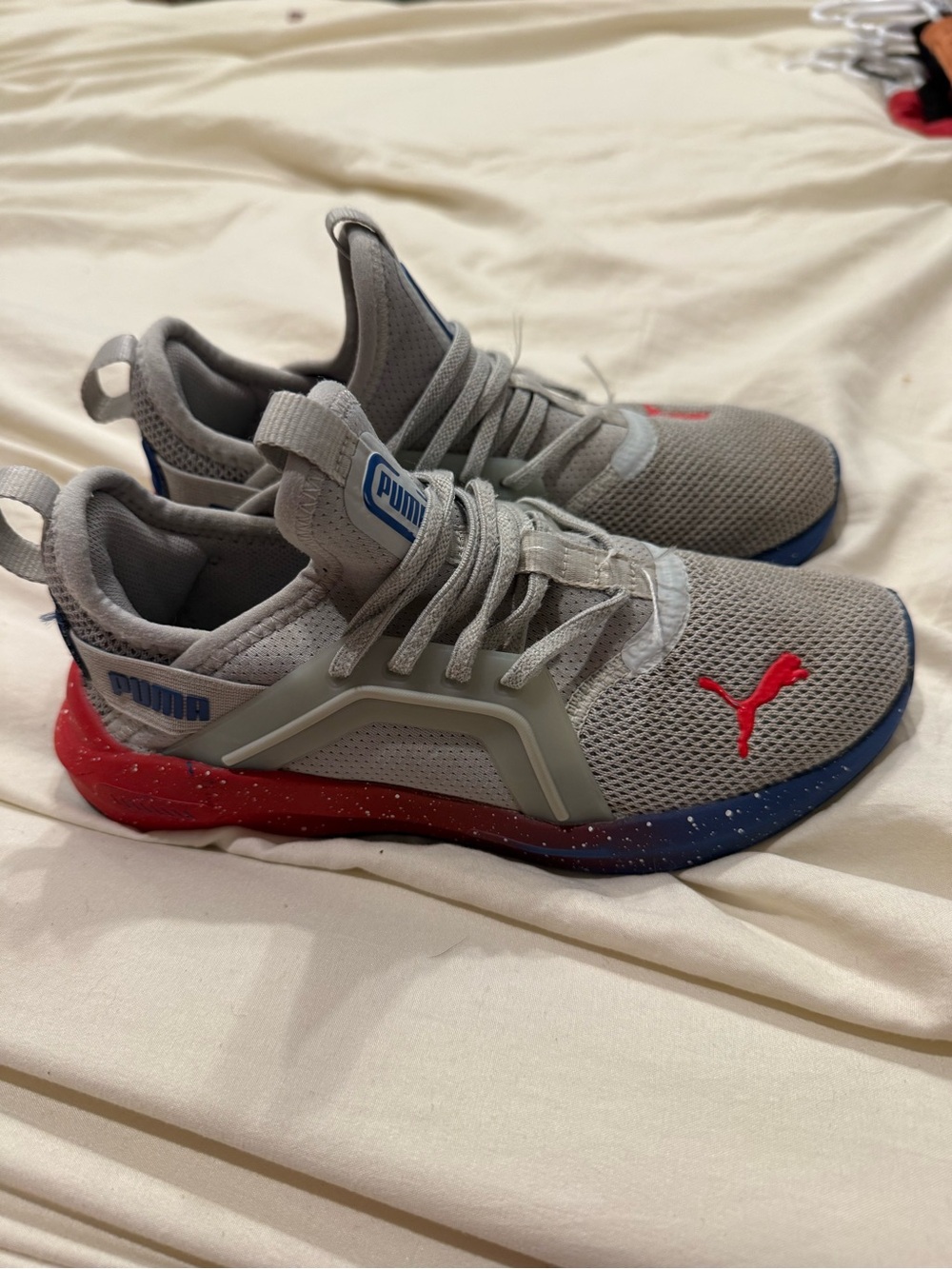 Puma Boys Gray Red Blue Athletic Sneakers | Size 2C